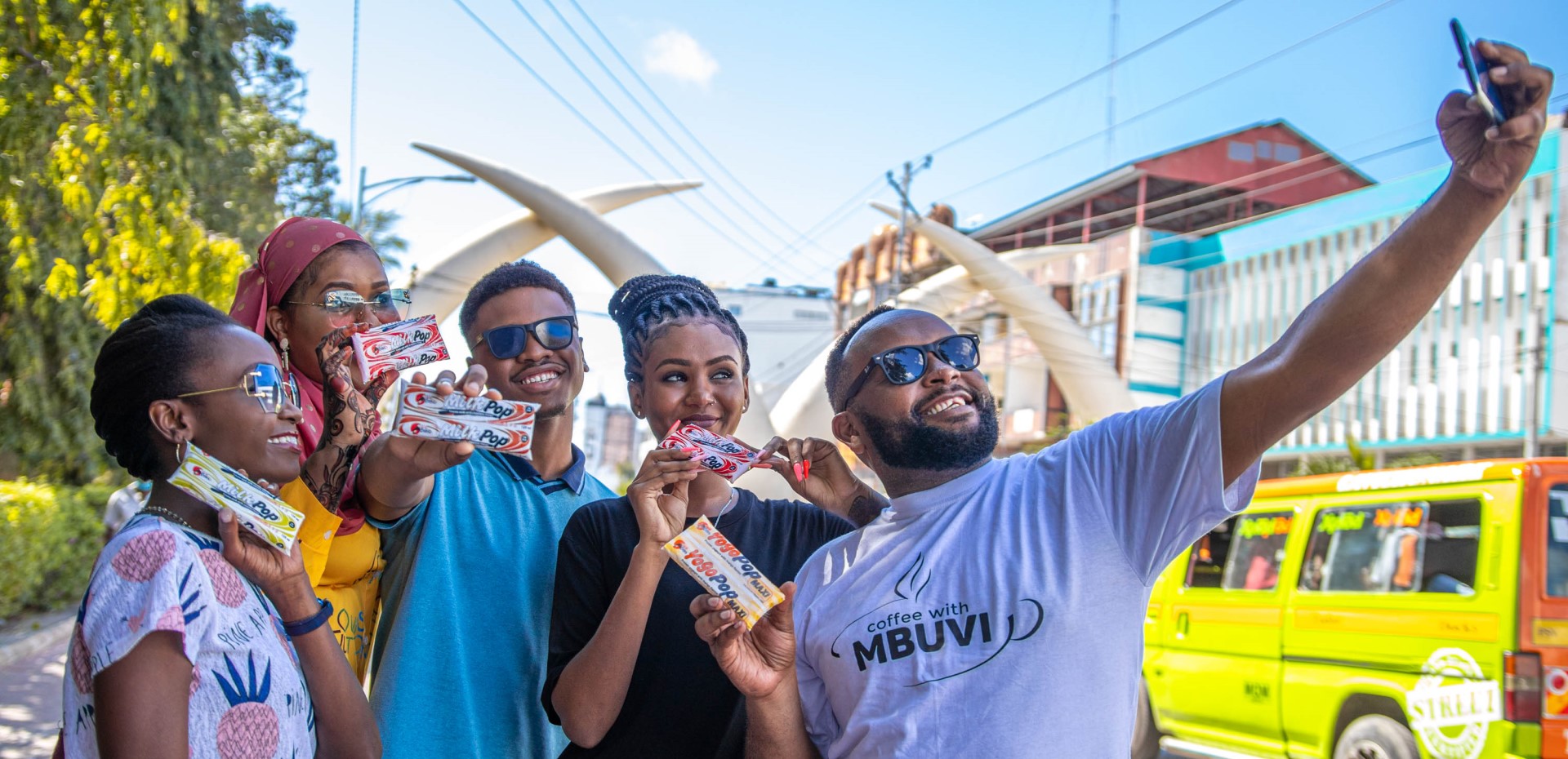 Group of friends eating Milkpops